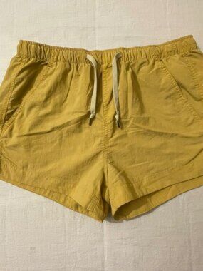 OBEY Worldwide‎ Yellow Nylon Drawstring Elastic Waist Shorts Women Size S